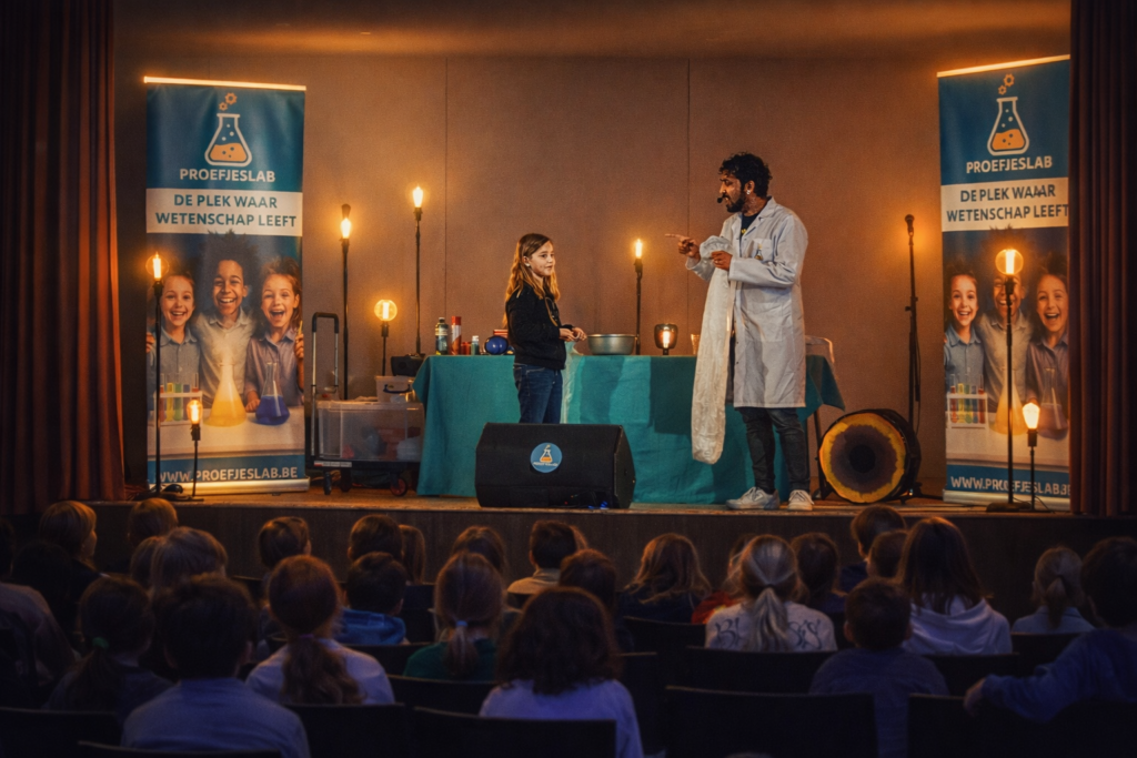 Proefjeslab shows met proefjes en experimenten voor kinderen